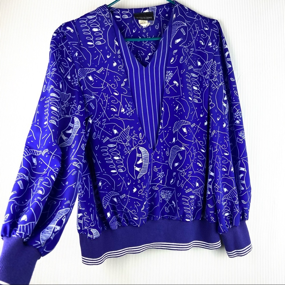 Vintage Abstract Printed Blouse Large​​